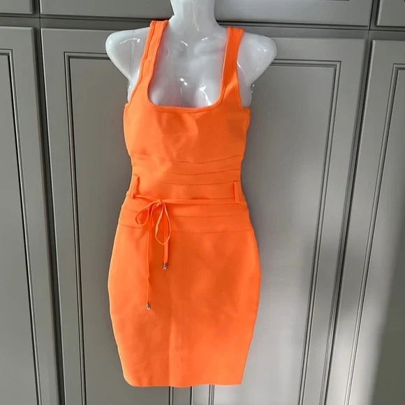 Bright Summery Orange Stretchy Cocktail Dress | Color: Orange | Size: S | Shirazi1972'S Closet